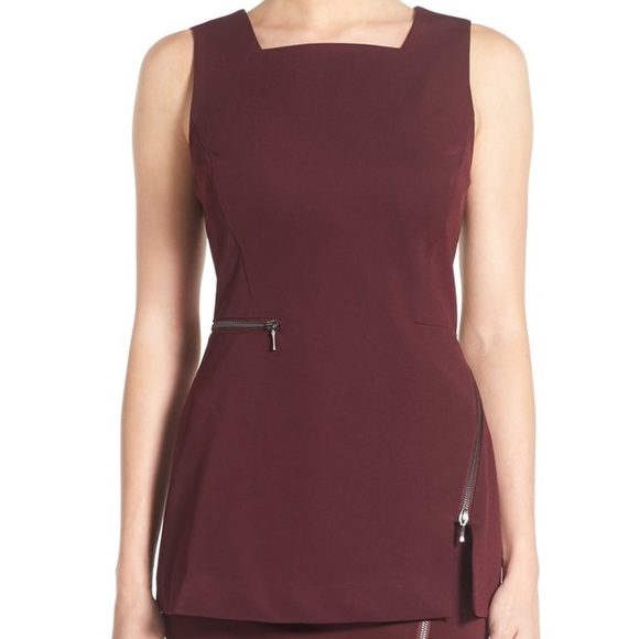 Halogen Square Neck Vest Lon Line Zip Top Blouse Sleeveless XS 0 2 XXS - Picture 2 of 6